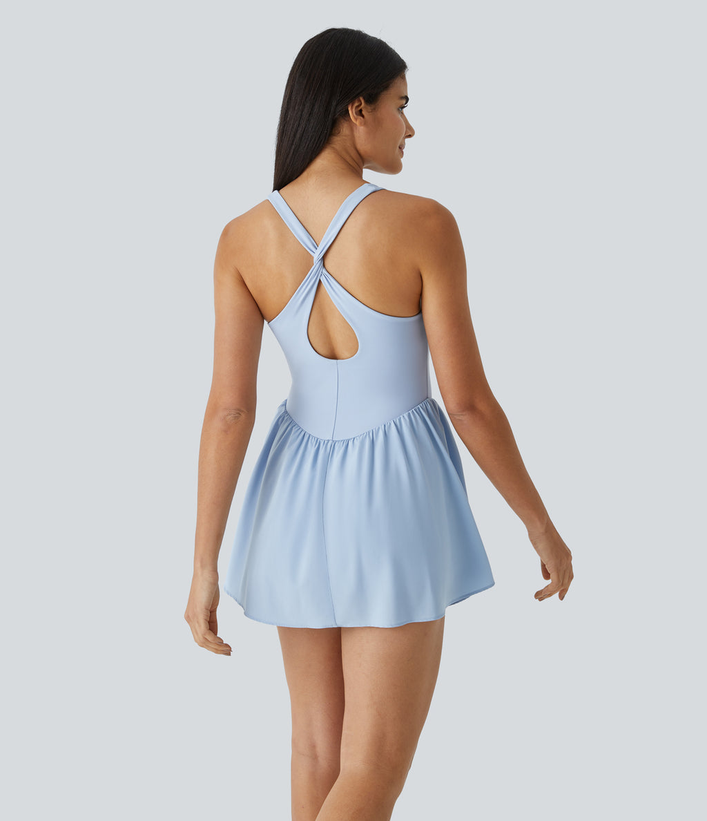 Corset 2-in-1 Pocket Mini Quick Dry Flowy Pickleball Active Dress — Angel Falls — view 2