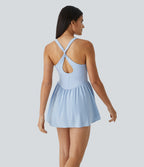 Corset 2-in-1 Pocket Mini Quick Dry Flowy Pickleball Active Dress — Angel Falls — view 2