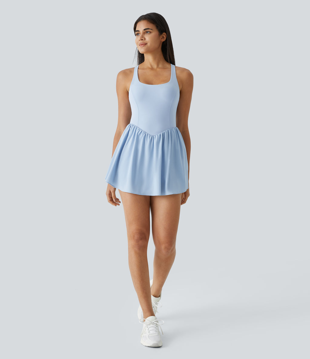 Corset 2-in-1 Pocket Mini Quick Dry Flowy Pickleball Active Dress — Angel Falls — view 7
