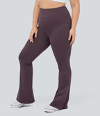 High Waisted Pocket Flare Yoga Plus Size Leggings — Dusky Evening purple — view 2