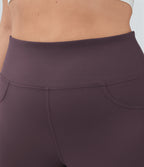 High Waisted Pocket Flare Yoga Plus Size Leggings — Dusky Evening purple — view 5