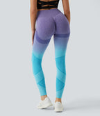 OneForm Seamless Flow High Waisted Gradient Running Leggings — Blue White Gradient Blue — view 4