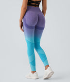 OneForm Seamless Flow High Waisted Gradient Running Leggings — Blue White Gradient Blue — view 5