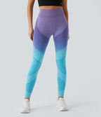 OneForm Seamless Flow High Waisted Gradient Running Leggings — Blue White Gradient Blue — view 2