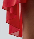 Lace Up 2-in-1 Pocket High Low Contrast Mesh Flowy Mini Dance Active Dress A-D Cups — Samba — view 6