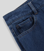 Mid Rise Pockets Casual Bootcut Jeans — Washed Denim Bleached Blue — view 8