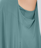 Backless Racerback Side Pocket High Low Flowy Midi Quick Dry Casual Plus Size Dress — Stone Blue — view 5