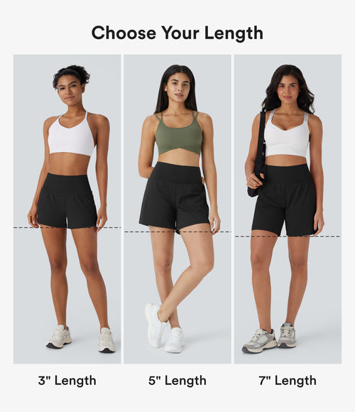 Airy Super High Waisted 2-in-1 InstantCool Yoga Shorts 5'' with Pockets-Longer Length — Majolica Blue — view 2