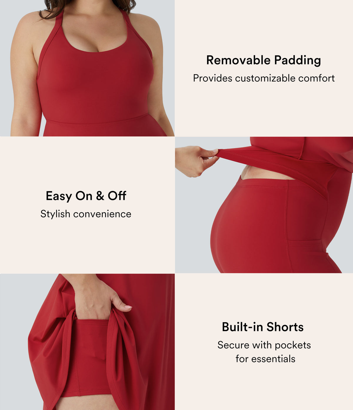 Backless Cut Out Twisted Side Pocket 2-in-1 Exercise Plus Size Dress — Salsa — view 2