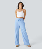 High Waisted Drawstring Side Pocket Wide Leg Casual Trousers-UPF50+ — Dutch Canal — view 5