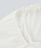 Ribbed Halter Strap Thumb Hole Yoga Sports Top — White — view 8