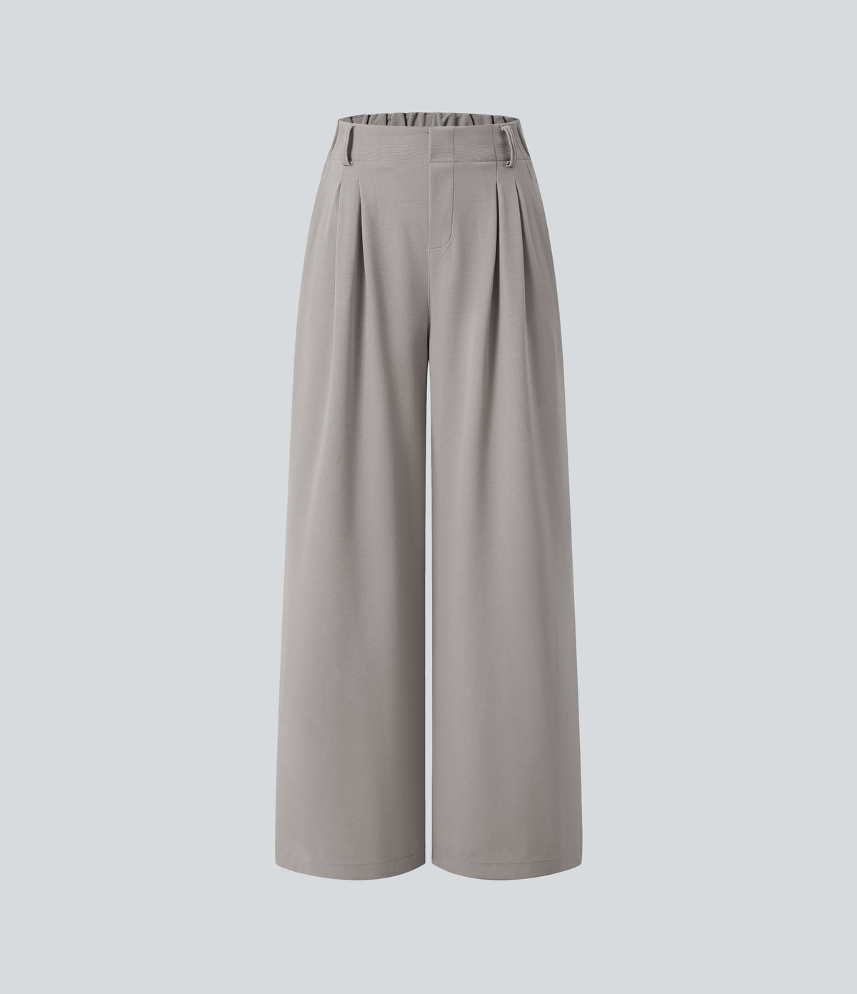 High Waisted Pocket Wide Leg Waffle Work Trousers — Mink Ash — view 7