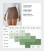 High Waisted 2-in-1 A Line Mini Corduroy Casual Skirt — Acorn — view 2
