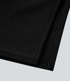 Ribbed High Waisted Split Bodycon Midi Casual Skirt — Black — view 7