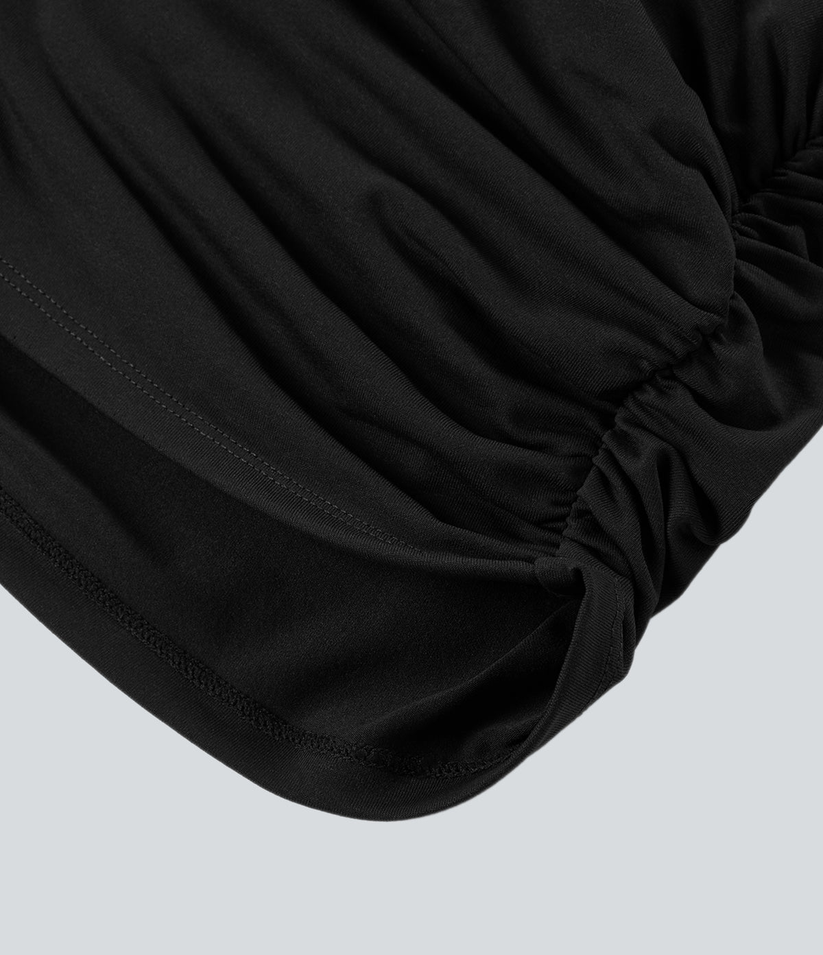 V Neck Cap Sleeve Crossover Ruched Solid Work Blouse — Black — view 8