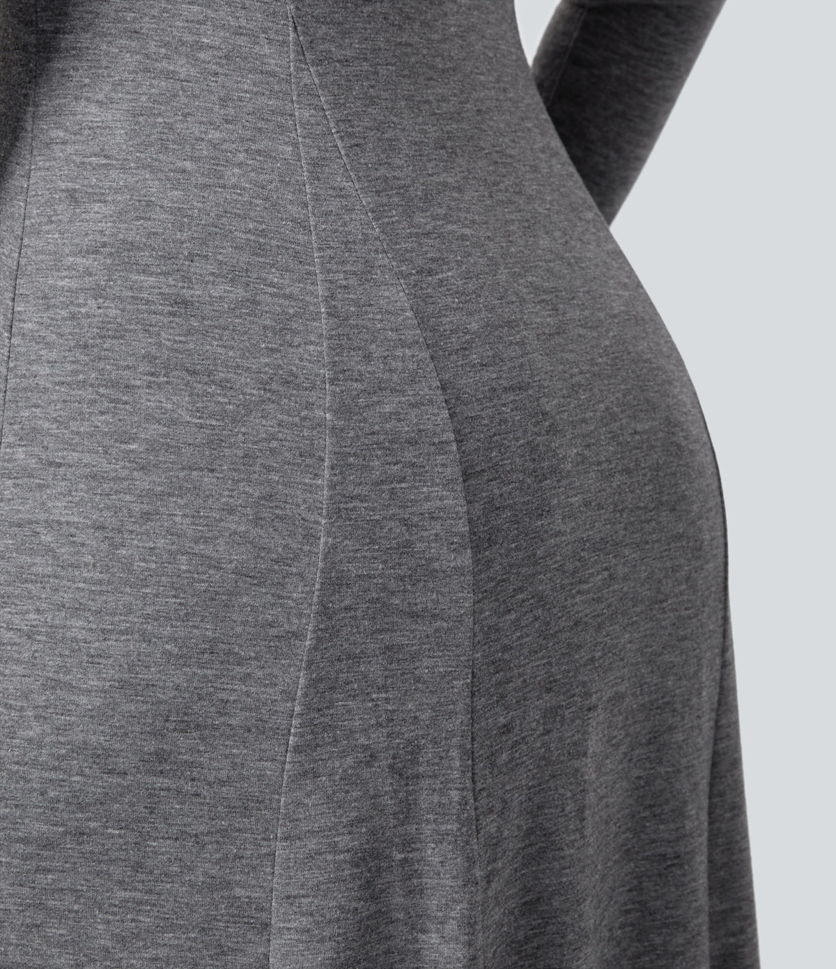 Henley Long Sleeve Flare Maxi Casual Dress — Darl Gray Floral Yarn — view 5