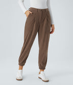Mid Rise Zipper Pockets Corduroy Casual Joggers — Acorn — view 3