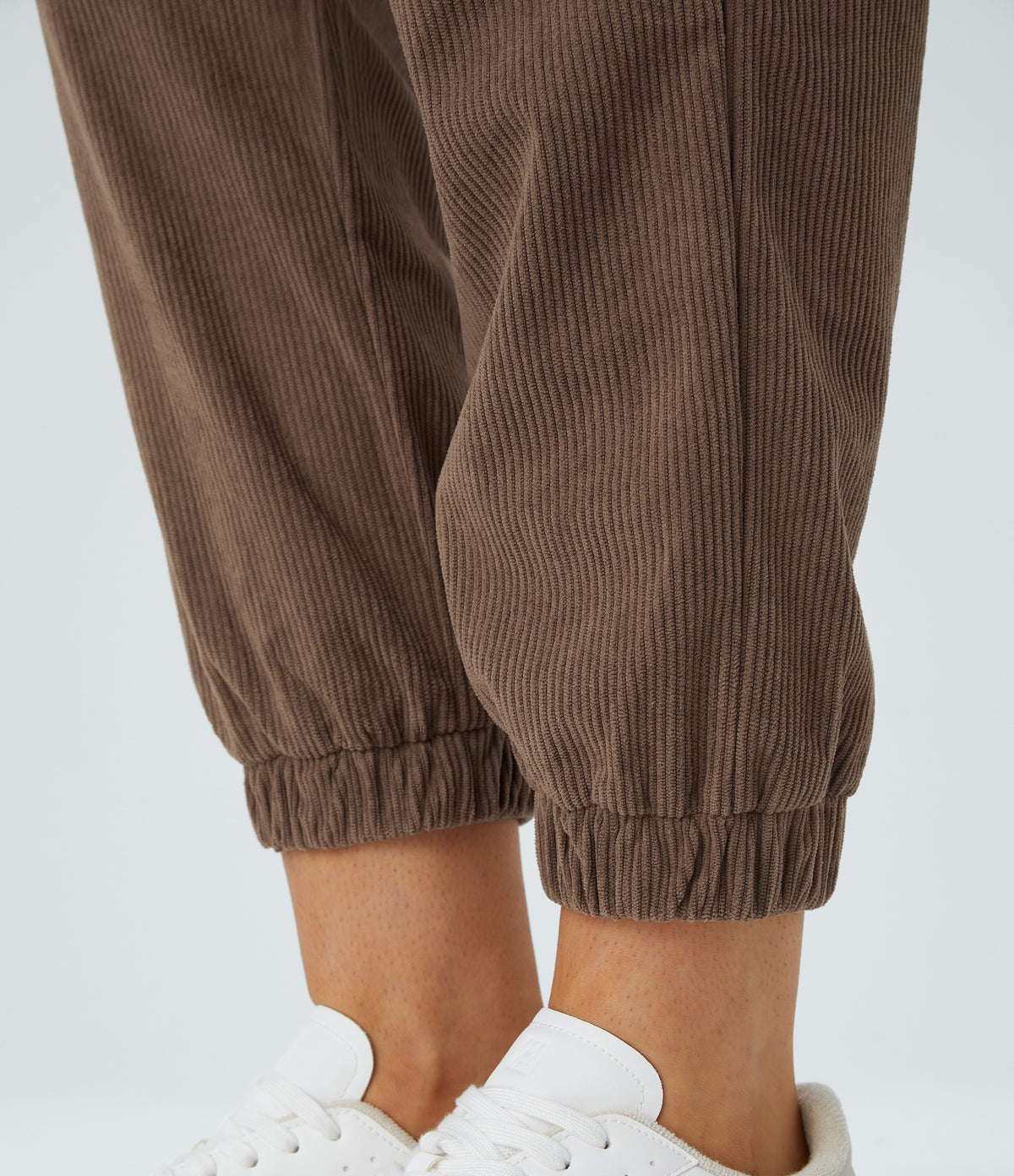 Mid Rise Zipper Pockets Corduroy Casual Joggers — Acorn — view 6
