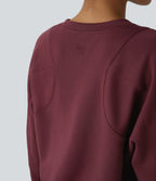 SpacerTek Round Neck Raglan Sleeve Solid Casual Sweatshirt — Oxblood Red — view 5