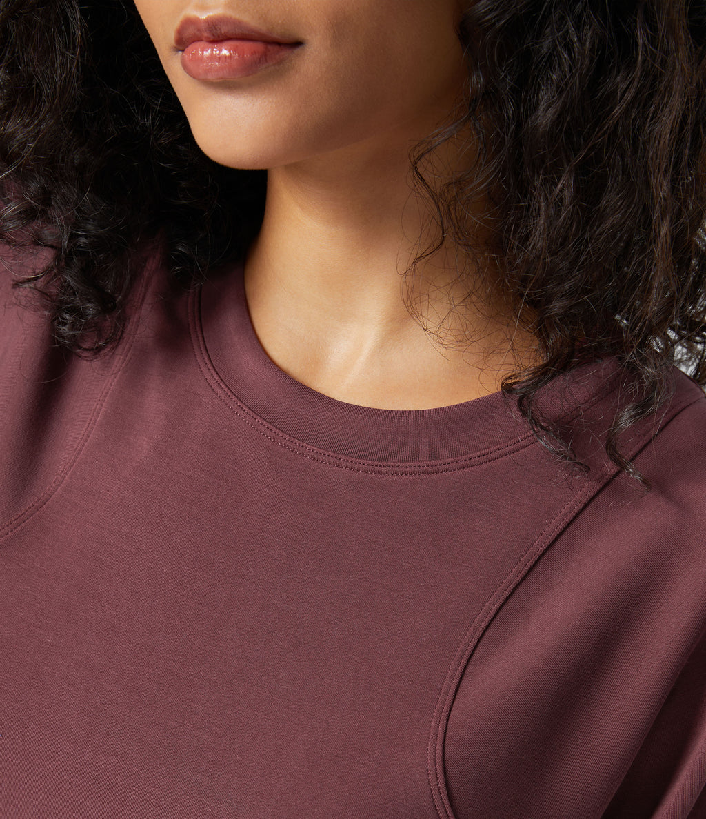 SpacerTek Round Neck Raglan Sleeve Solid Casual Sweatshirt — Oxblood Red — view 4
