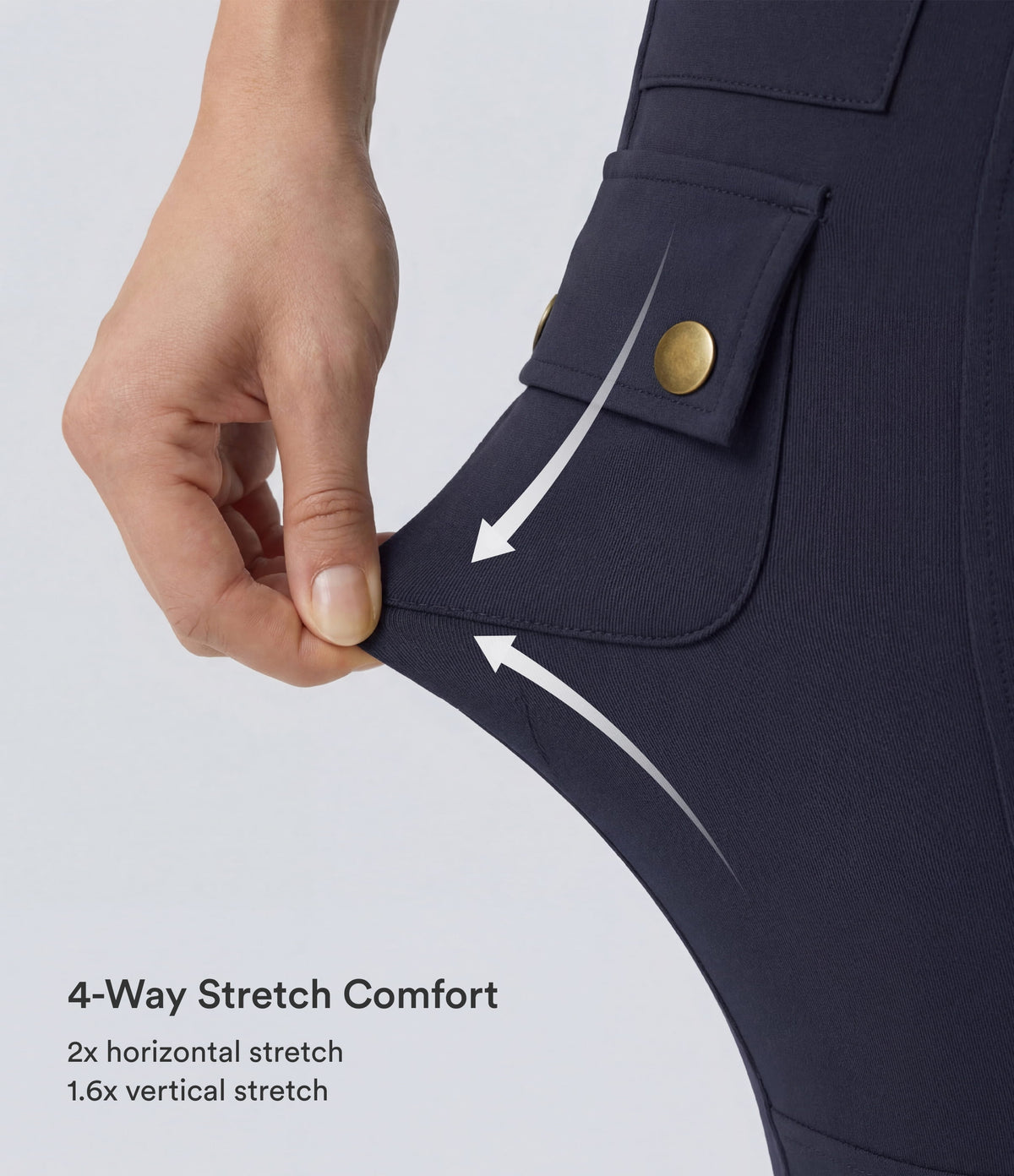 High Waisted Zipper Pockets Solid Skinny Hiking Cargo Trousers — Midnight Blue — view 4