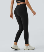 2.0 Pet Hair Resistant High Waisted Crossover Side Pocket Yoga Leggings — Black — view 2