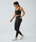 2.0 Pet Hair Resistant High Waisted Crossover Side Pocket Yoga Leggings — Black — view 6