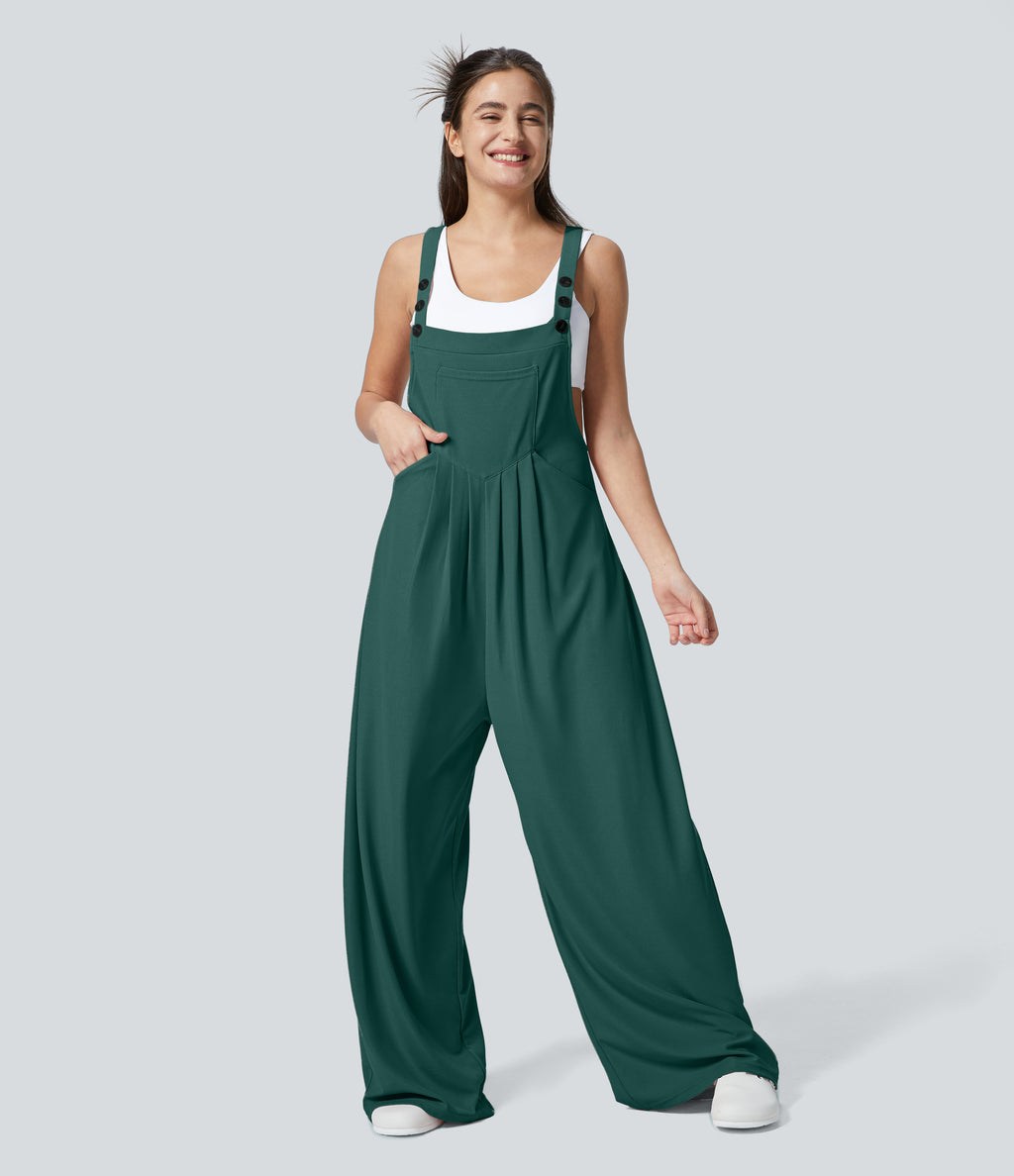 Pockets Waffle Casual Dungarees — Forest Biome — view 8