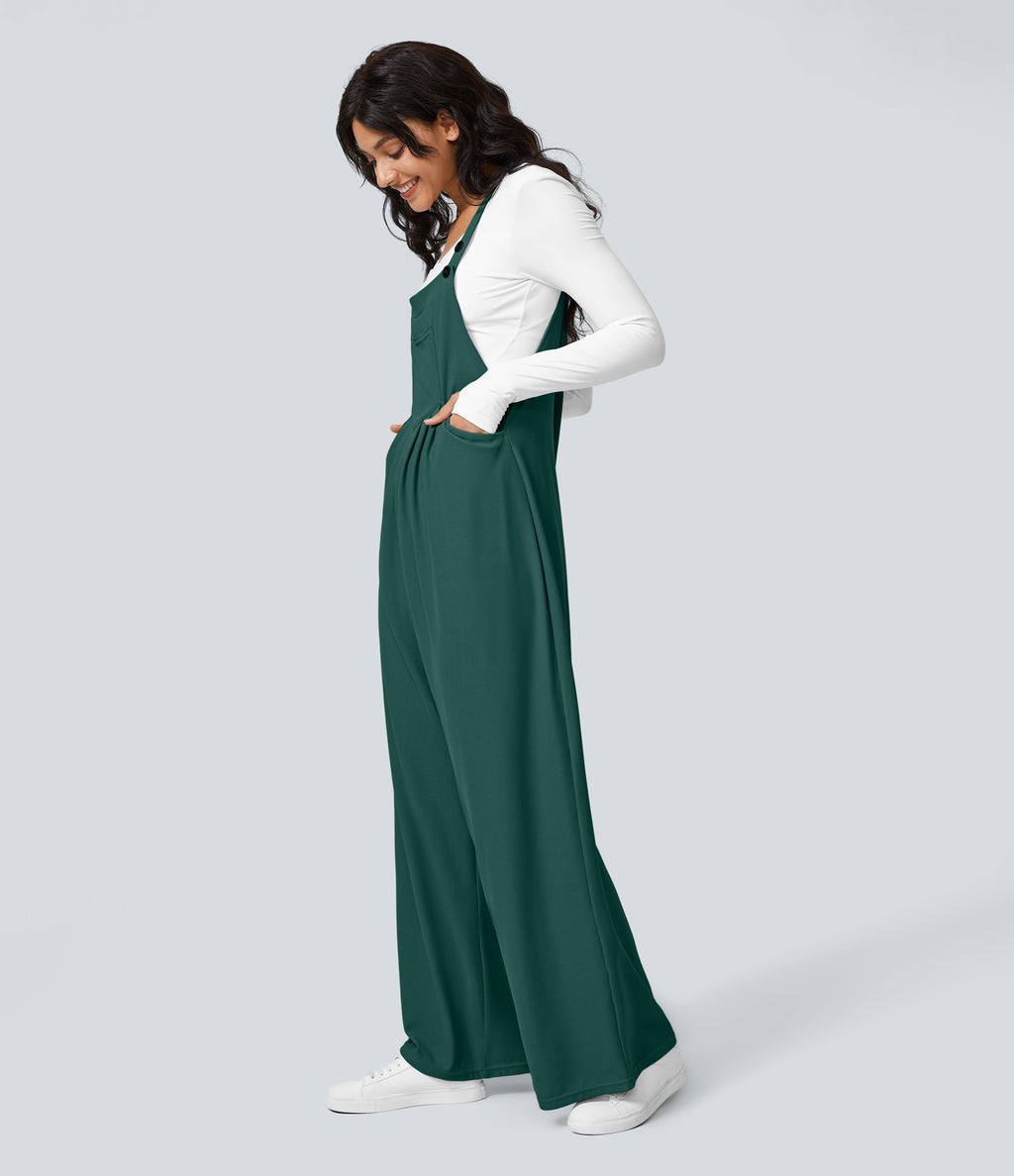 Pockets Waffle Casual Dungarees — Forest Biome — view 4