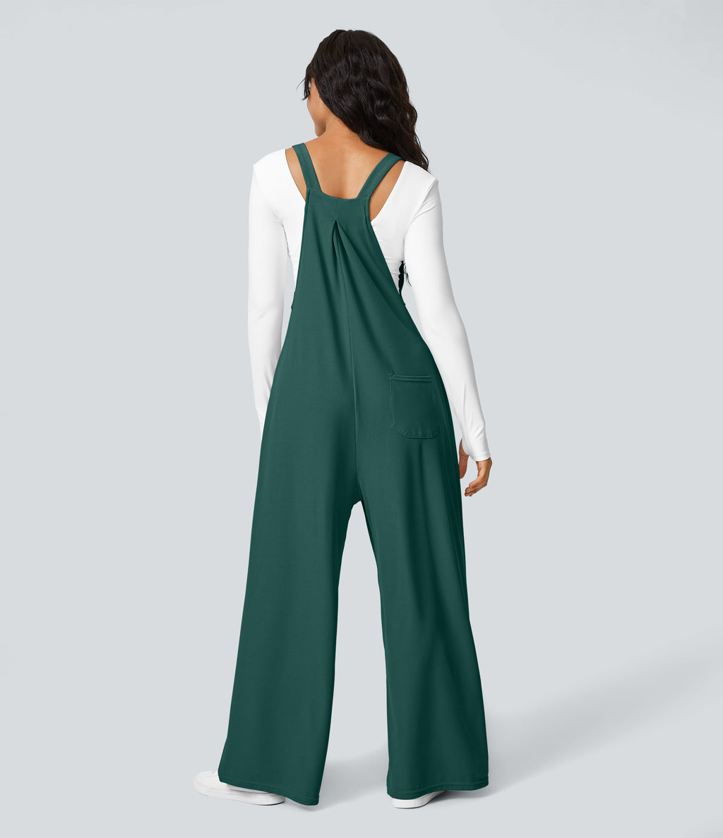 Pockets Waffle Casual Dungarees — Forest Biome — view 3