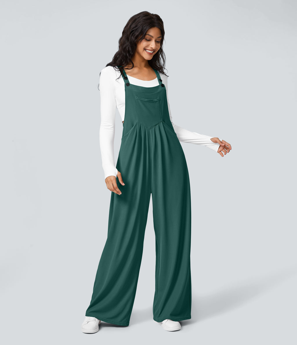 Pockets Waffle Casual Dungarees — Forest Biome — view 2