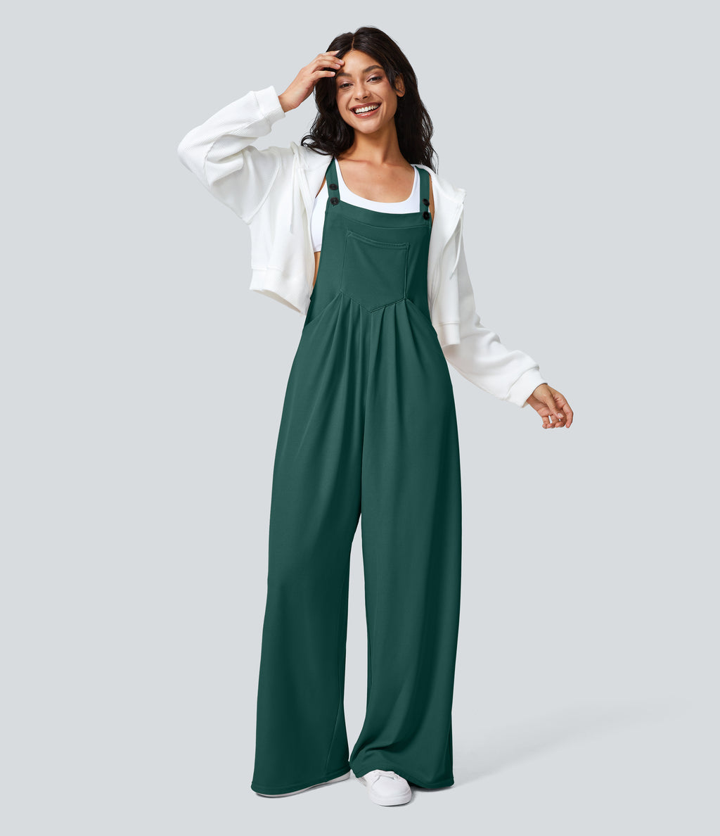 Pockets Waffle Casual Dungarees — Forest Biome — view 1