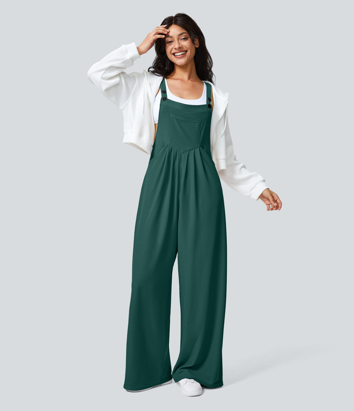 Pockets Waffle Casual Dungarees — Forest Biome — view 1