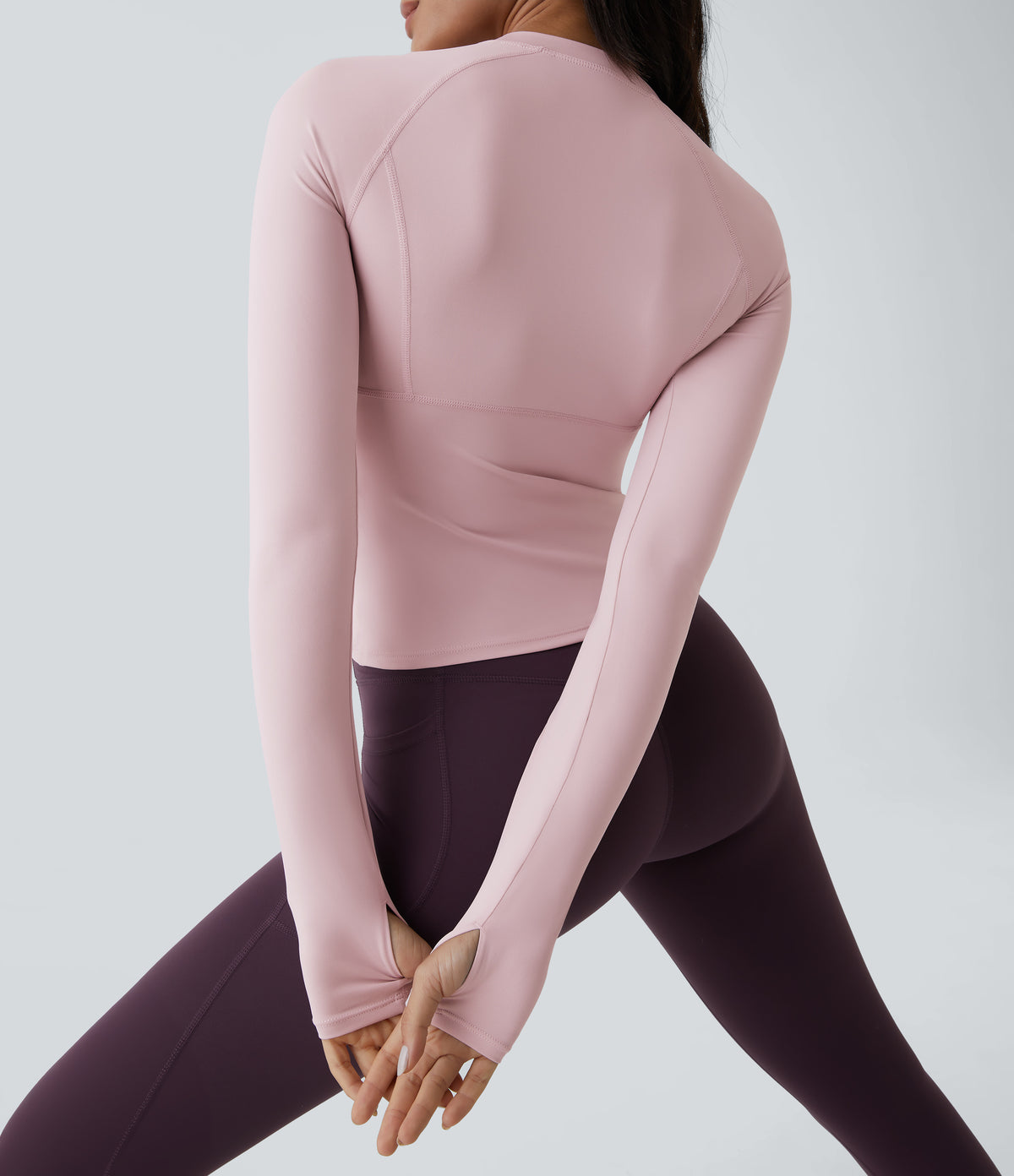 Solid Thumb Hole Yoga Sports Top — Pale Lilac — view 1
