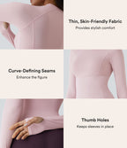 Solid Thumb Hole Yoga Sports Top — Pale Lilac — view 2