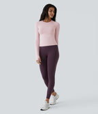Solid Thumb Hole Yoga Sports Top — Pale Lilac — view 8