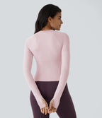 Solid Thumb Hole Yoga Sports Top — Pale Lilac — view 5