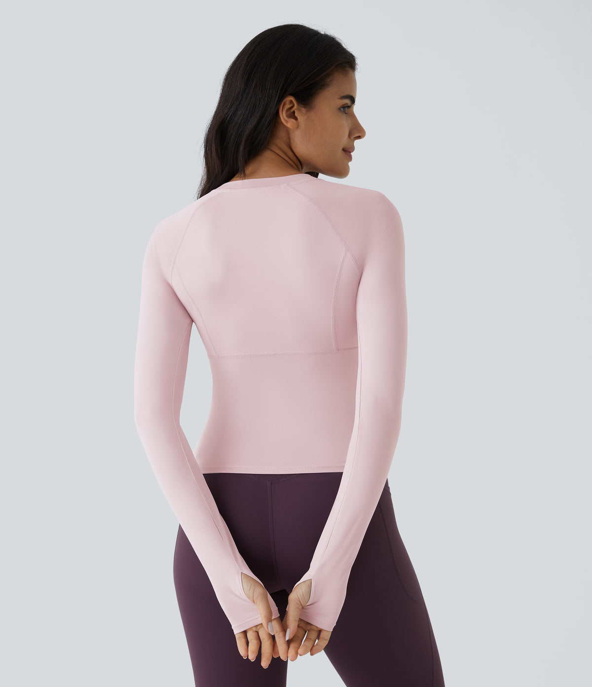 Solid Thumb Hole Yoga Sports Top — Pale Lilac — view 5