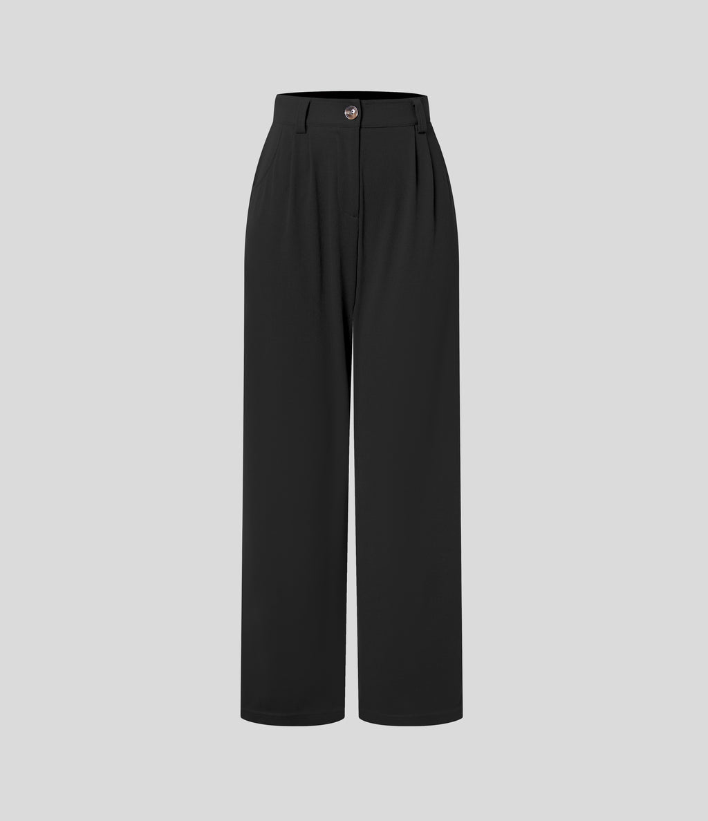 Mid Rise Zipper Pocket Waffle Casual Trousers — Black — view 5