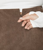 High Waisted Invisible Zipper 2-in-1 A Line Mini Corduroy Casual Plus Size Skirt — Acorn — view 4
