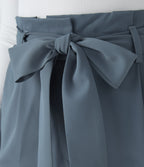 Paper Bag High Waisted Belted Pocket Wide Leg Work Trousers — Deep Sea Gray Blue — view 4