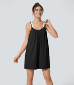 Spaghetti Adjustable Strap Side Pocket Solid Wide Leg Casual Jumpsuit — Tap Shoe — view 3