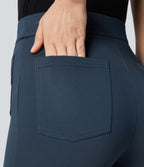 High Waisted Pockets Ankle Length Work Pants — Big Dipper — view 5