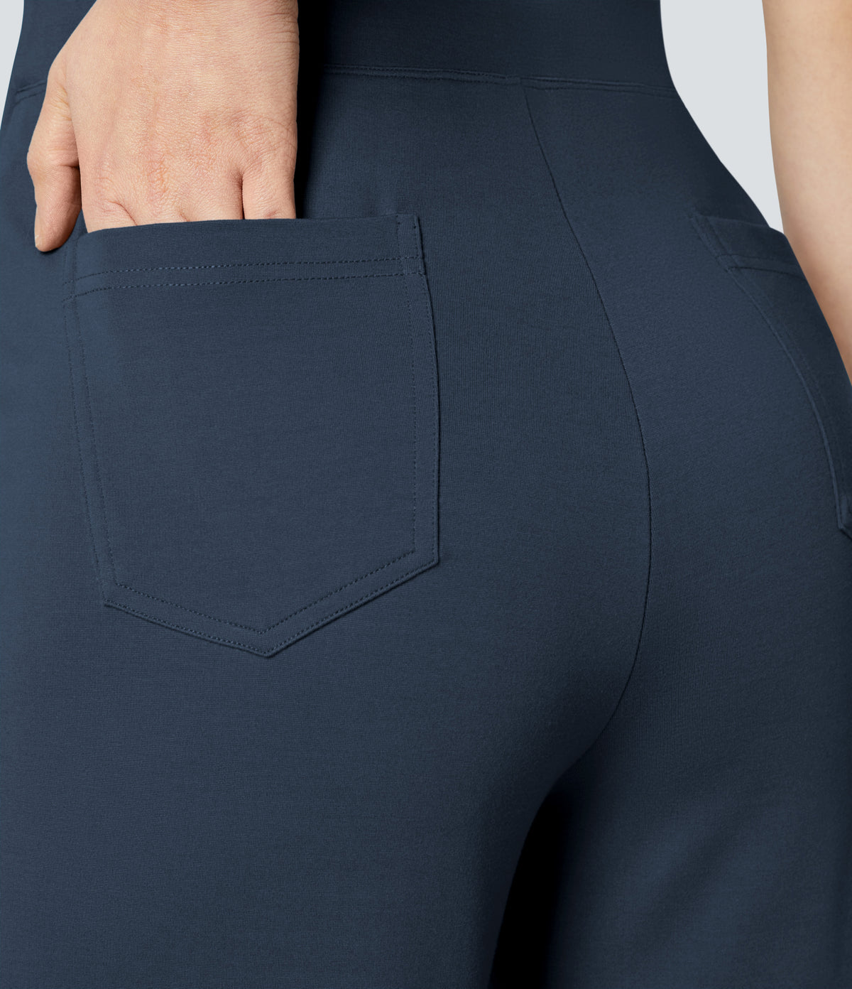 High Waisted Button Pocket Wide Leg Work Trousers — Spellbound — view 5