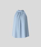 Keyhole Back Halter Sleeveless Curved Hem Work Blouse — Skyride — view 7