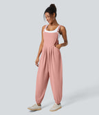 Pockets Waffle Casual Jogger Dungarees — Rose Tan — view 3