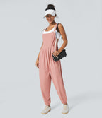 Pockets Waffle Casual Jogger Dungarees — Rose Tan — view 8