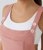 Pockets Waffle Casual Jogger Dungarees — Rose Tan — view 4