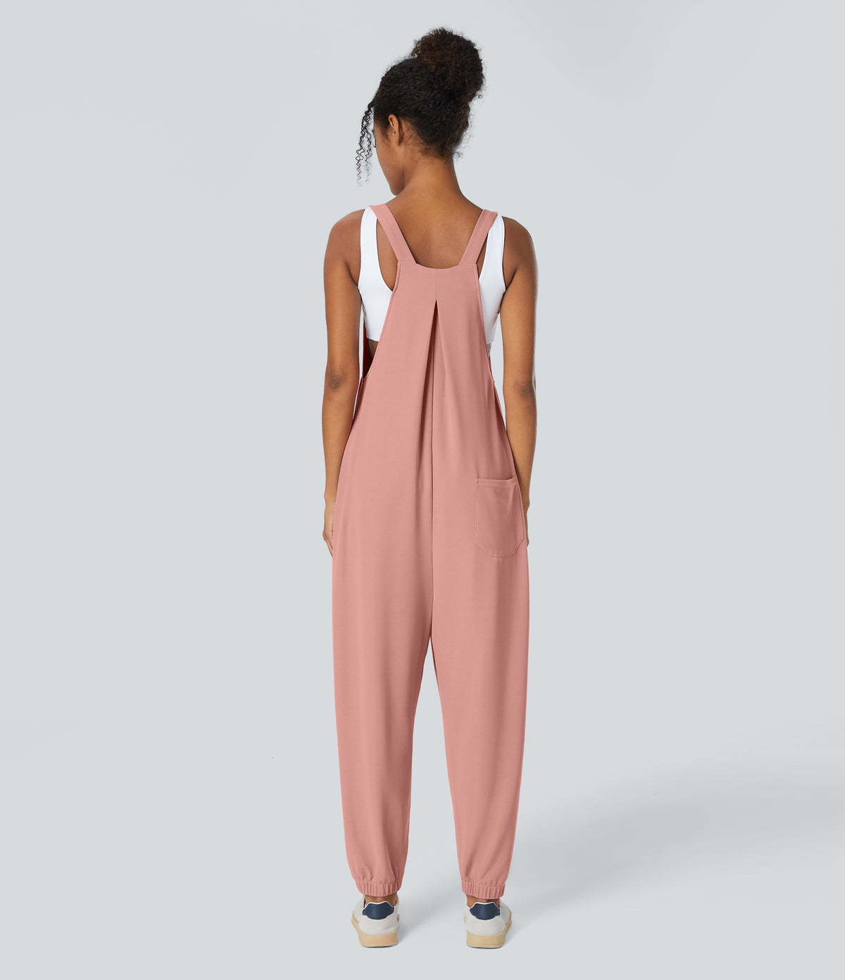 Pockets Waffle Casual Jogger Dungarees — Rose Tan — view 2