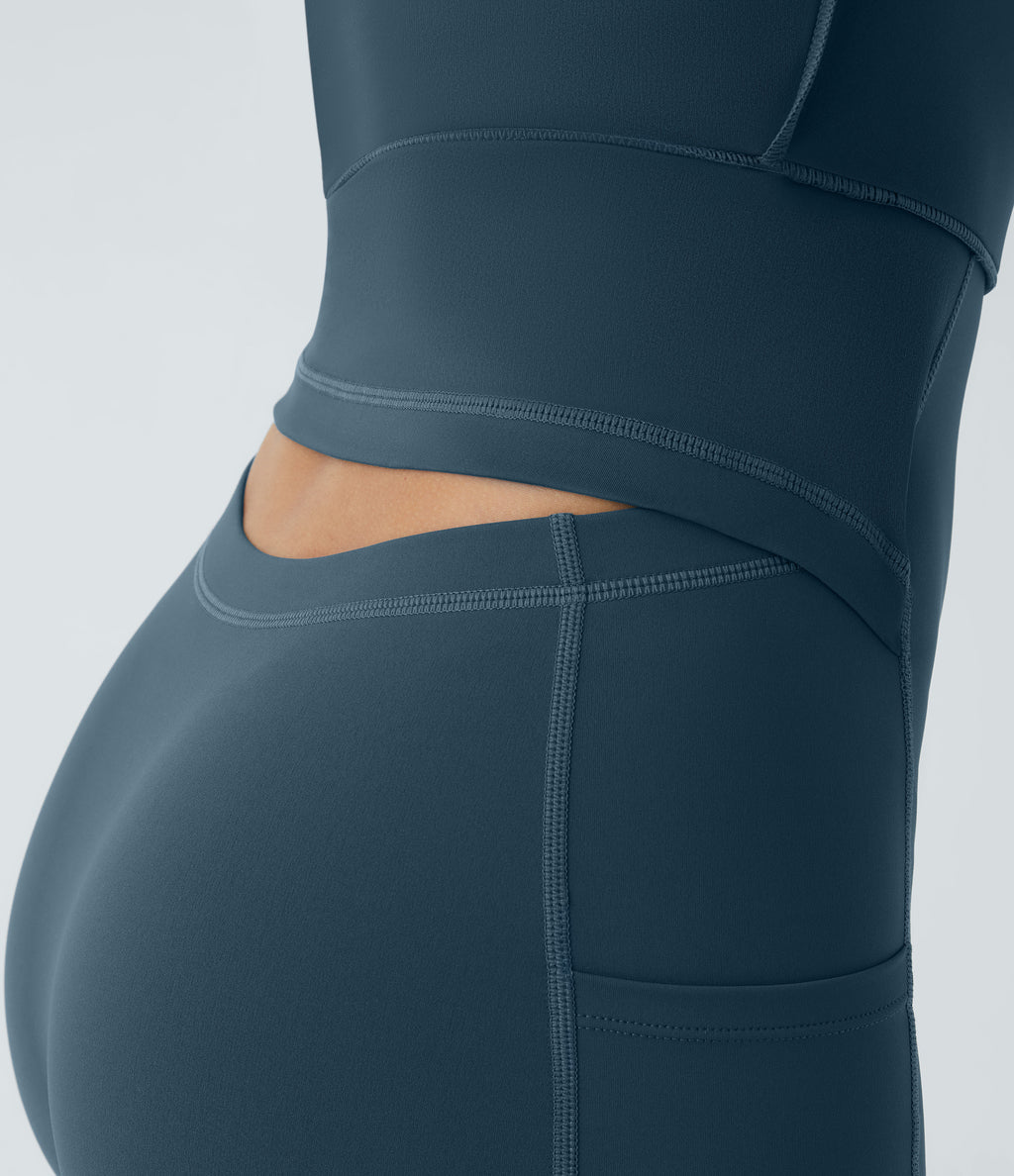 Airy Backless Twisted Flare Low Support Dance Active Dress-Longer Length-Edition A-D Cups — Majolica Blue — view 8